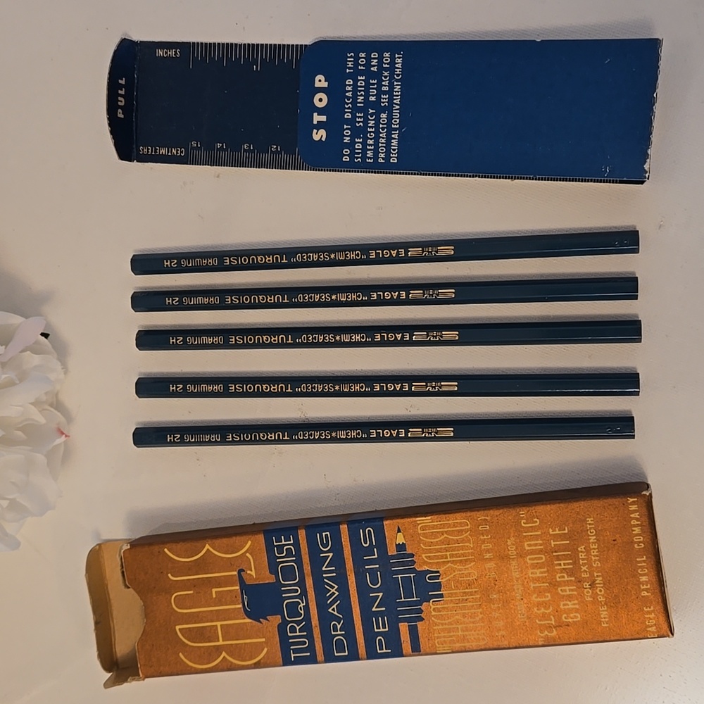 Vintage Eagle Turquoise Drawing Pencils Electronic Graphite 2H